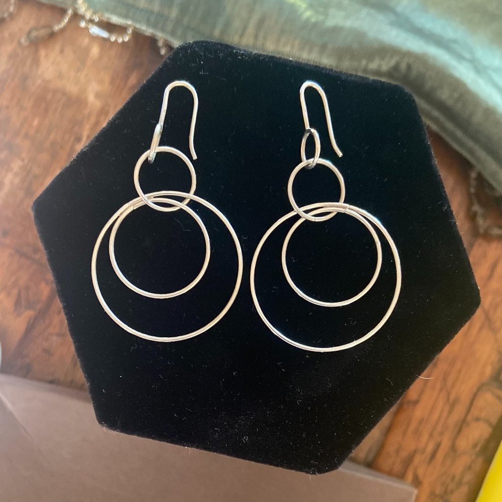 Silpada "Space Out"Earrings W1237 Sterling Silver Hoops